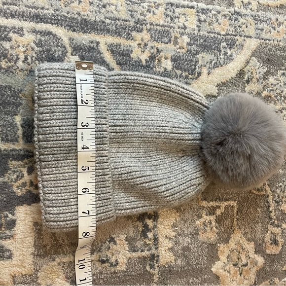 Cozy Gray Knit Beanie with Pom Pom norla canada - Picture 2 of 4